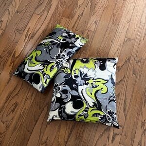 Lot of two colorful accent pillows for home decor. Hand sewn covers
